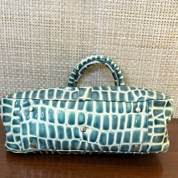 🌟HP🌟VTG 2000 Glossy Teal Mock Croc Vinyl Hobo Shoulder Bag C. Lapson Italy - Picture 11 of 16